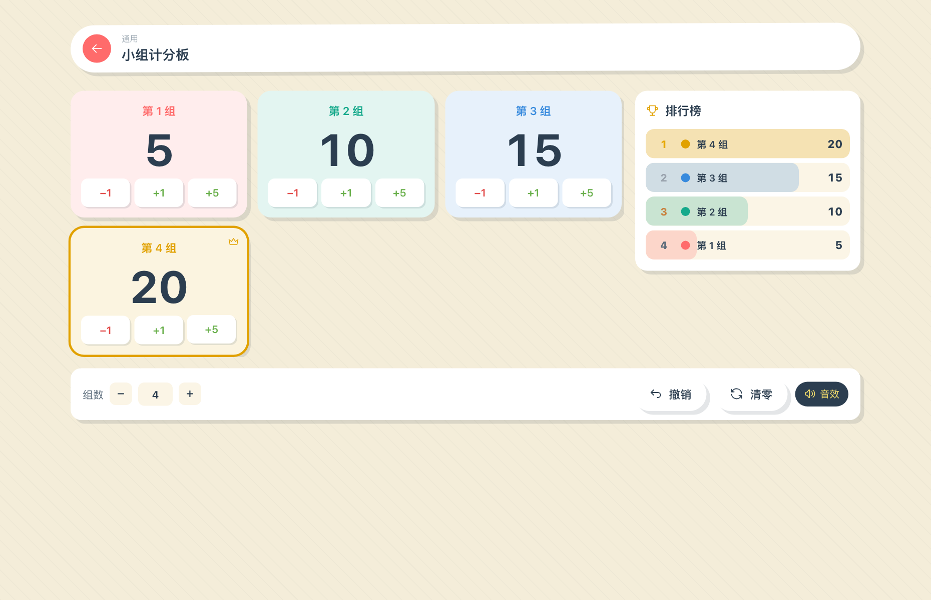 小组计分板与排行榜